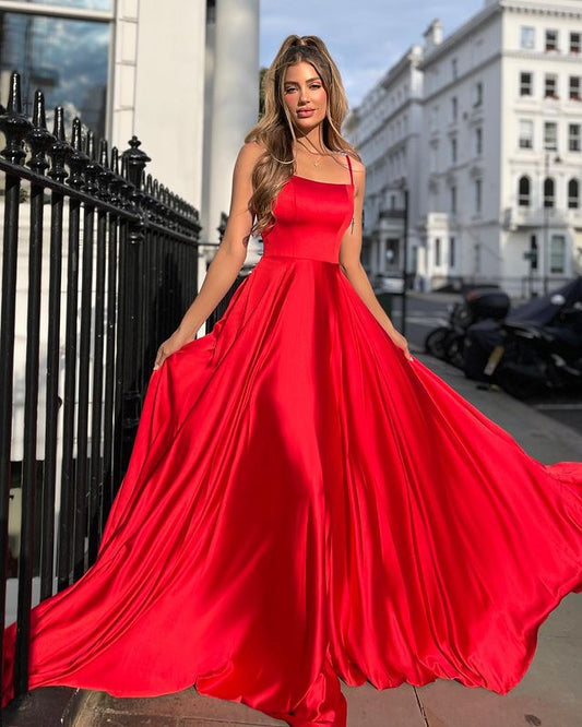 Gorgeous Red A Line Sleeveless Lace Up Prom Dress S1123