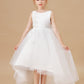 Chic Hi-Lo Sleeveless Applique Tulle Stain Flower Girl Dresses With Bownet
