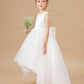 Chic Hi-Lo Sleeveless Applique Tulle Stain Flower Girl Dresses With Bownet