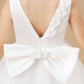 Chic Hi-Lo Sleeveless Applique Tulle Stain Flower Girl Dresses With Bownet