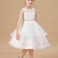 Ruffles Sleeveless Organza Applique Tulle Flower Girl Dresses With Rhinestone Sash