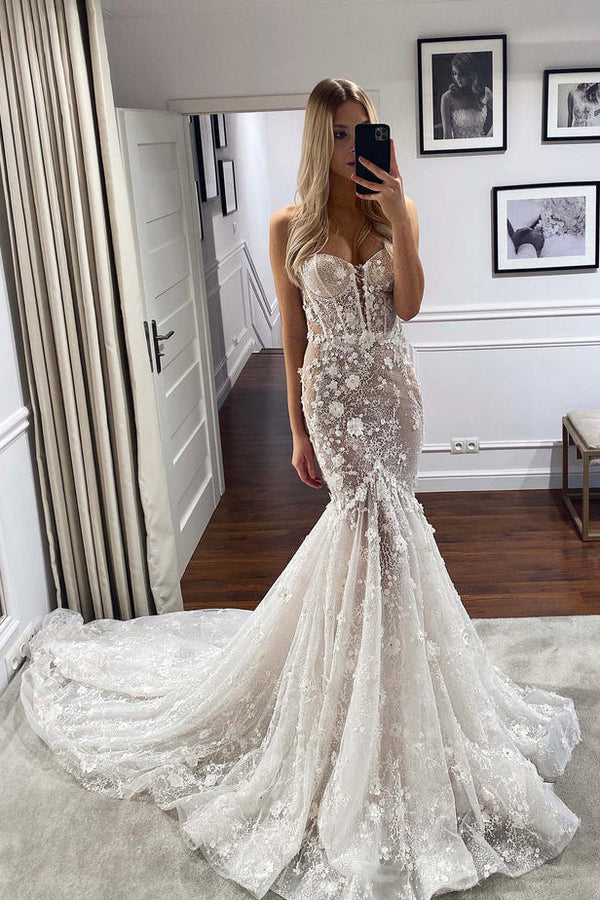 Fairy Mermaid Sweetheart Lace Wedding with Appliques VK24112206