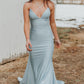 Simple V-Neck Formal Evening Dresses Mermaid Long Prom Dresses