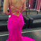 Simple V-Neck Formal Evening Dresses Mermaid Long Prom Dresses