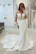 Elegant Mermaid Scoop Neck Wedding Dresses N115 main image 1