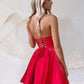 Simple Red V Neck Sleeveless A Line Homecoming Dresses