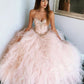 Pink Sweetheart Sleeveless Tulle Prom Dresses Sweet 16 Dresses