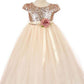 Short Sleeves Round Neck Tulle With Sequins Flower Girl Dresses