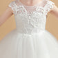 Cap Sleeves Ivory Tulle Flower Girl Dresses With Bow-Knot