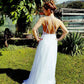 A Line Floor Length Halter Backless Appliques Wedding Gown,Beach Wedding Dress W147 - Ombreprom