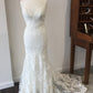 White Trumpet Court Train Sweetheart Spaghetti Lace Wedding Gown,Cheap Wedding Dress