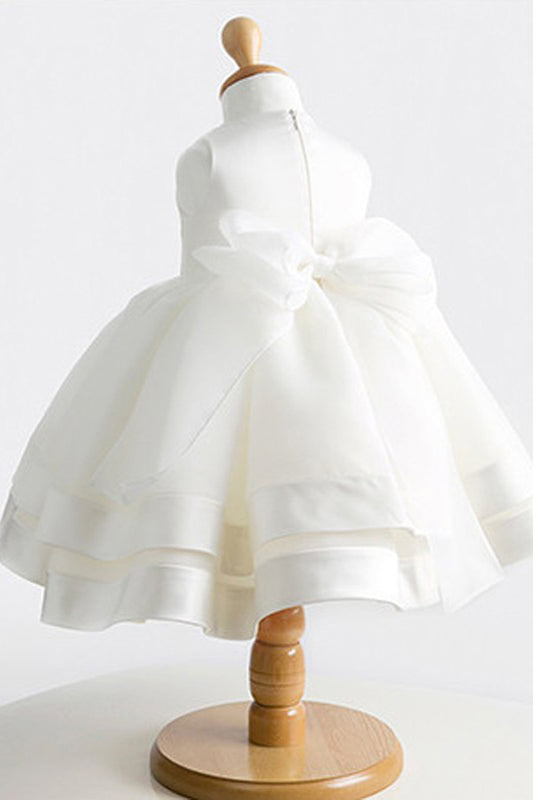 White A Line Floor Length Scoop Neck Sleeveless Crystal Flower Girl Dresses,Baby Dresses
