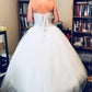 Sweetheart Sleeveless Tulle Sparkly Beading Ball Gown Wedding Dresses