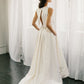 Simple Two Piece Ivory Satin A Line Long Beach Wedding Dresses