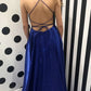 Royal Blue A Line Brush Train Sleeveless Backless Side Slit Prom Dress,Party Dress P427 - Ombreprom