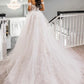 Elegant A Line Sweetheart Tulle Long Wedding Dresses with Slit