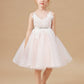 Halter-top V-neck Appliques Tulle Flower Girl Dresses with Sash