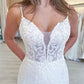 Charming Mermaid V Neck Lace Wedding Dresses