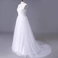 Charming Ivory Tulle Lace Up A-line Sweep Train Wedding Dresses