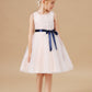 Sleeveless Lace Tulle Satin Flower Girl Dresses With Bowknot Satin-Sash