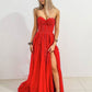 Red Sleeveless Sweetheart A Line Lace Long Prom Dresses