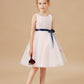 Sleeveless Lace Tulle Satin Flower Girl Dresses With Bowknot Satin-Sash