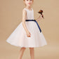 Sleeveless Lace Tulle Satin Flower Girl Dresses With Bowknot Satin-Sash
