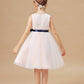 Sleeveless Lace Tulle Satin Flower Girl Dresses With Bowknot Satin-Sash