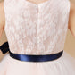 Sleeveless Lace Tulle Satin Flower Girl Dresses With Bowknot Satin-Sash