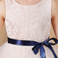 Sleeveless Lace Tulle Satin Flower Girl Dresses With Bowknot Satin-Sash