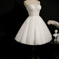 Ivory Spaghetti Straps Beaded Tulle Princess Homecoming Dresses