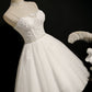 Ivory Spaghetti Straps Beaded Tulle Princess Homecoming Dress