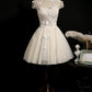 Champagne Lace Up Butterfly Appliques Tulle Homecoming Dresses