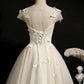 Champagne Lace Up Butterfly Appliques Tulle Homecoming Dresses