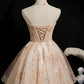 Champagne Strapless Sequins Tulle Short Homecoming Dresses
