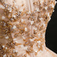 Champagne Strapless Sequins Tulle Short Homecoming Dresses