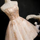 Champagne Strapless Sequins Tulle Short Homecoming Dress