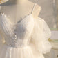 Spaghetti Straps Champagne V Neck Lace Tulle Princess Homecoming Dresses