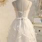 Champagne Spaghetti Straps Beading Tulle Princess Homecoming Dresses