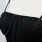 Black Sequins Spaghetti Straps Tulle Short Homecoming Dresses