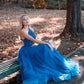 Blue One Shoulder Tulle Lace A Line Prom Dresses