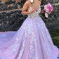 Gorgeous Backless A Line Lace Appliques Evening Dresses Tulle Long Prom Dresses