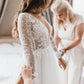 Charming A Line V Neck Tulle Wedding Dresses with Lace