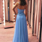 Blue Chiffon Sleeveless Long Prom Dresses Bridesmaid Dresses