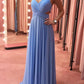 Blue Chiffon Sleeveless Long Prom Dress Bridesmaid dress