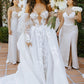 Gorgeous Ball Gown Off the Shoulder Tulle Beach Wedding Dresses with Appliques
