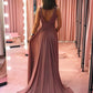 Simple Chiffon V Neck Long Prom Dresses Bridesmaid Dresses