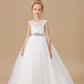 Ivory Floor-length Bowknot Tulle Flower Girl Dresses With Rhinestones Sash