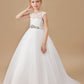 Ivory Floor-length Bowknot Tulle Flower Girl Dresses With Rhinestones Sash
