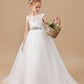 Ivory Floor-length Bowknot Tulle Flower Girl Dresses With Rhinestones Sash